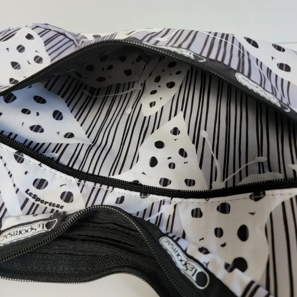 LeSportsac Black White Butterfly Hobo Shoulder Bag Crescent